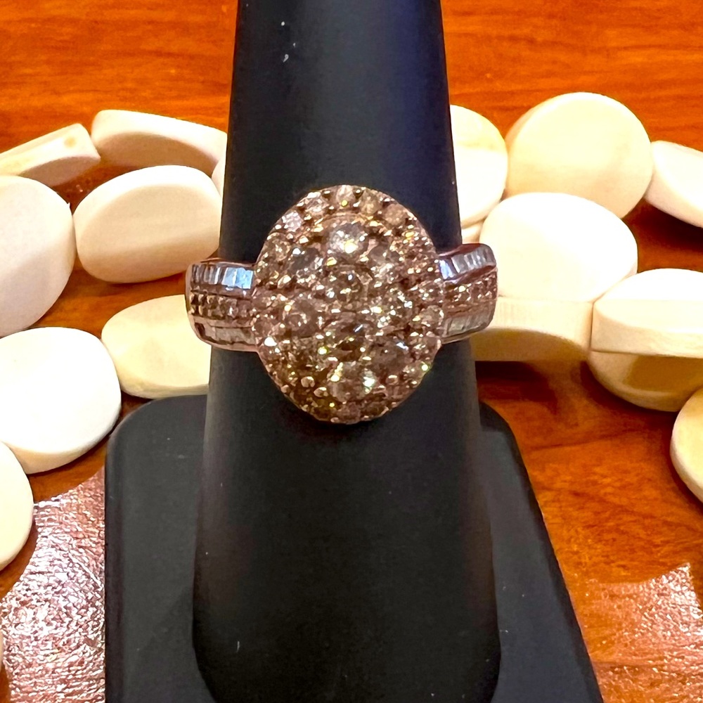 Natural champagne Diamond ring sterling silver